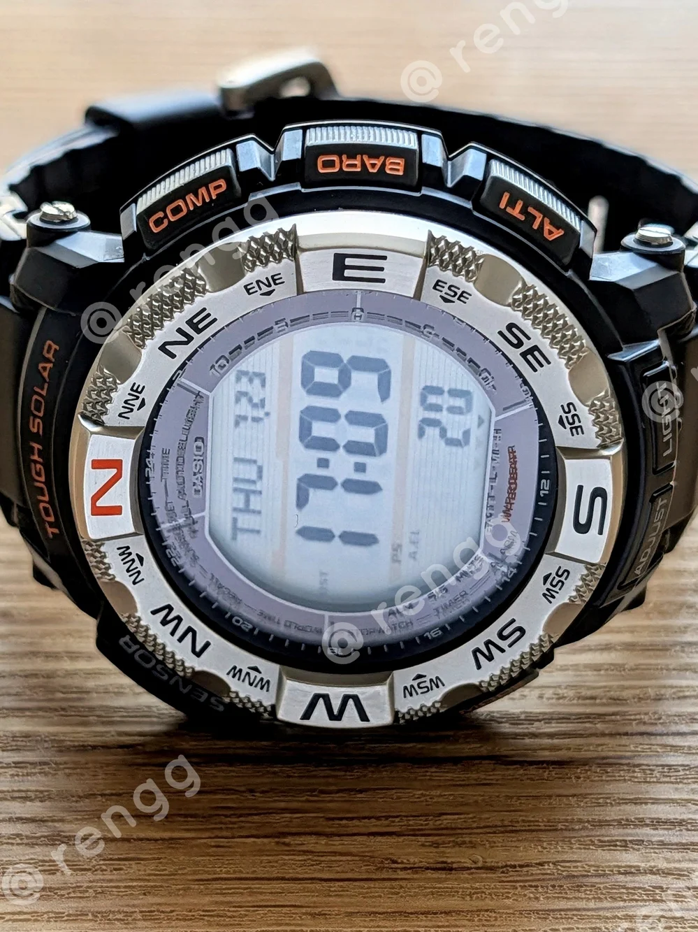 Casio Pro Trek Digital Compass Watch - Black & Silver with Orange Accents